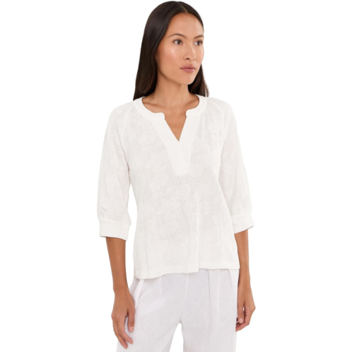 Womens NICZOE Petite NZT Lace Knit Split-Neck Top