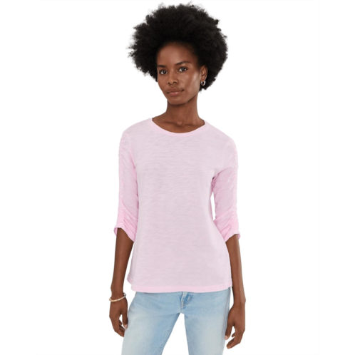 Womens Elliott Lauren Garment Dye Tees - Crew Neck Ruch Sleeve Tee
