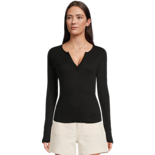 Womens Michael Stars Salem Mixed Placket Henley