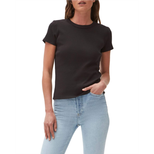 Womens Michael Stars Lexy 1x1 Cotton Short Sleeve Crew Neck Tee