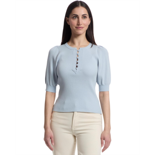 Womens Lilla P Elbow Sleeve Henley Sweater