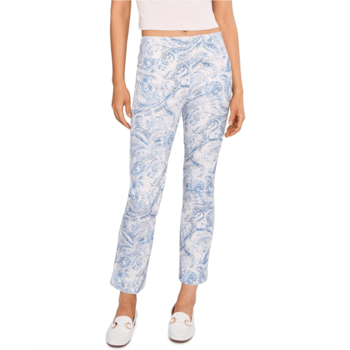 Elliott Lauren Blue Bayou Printed Elastic Waist Pull-On Bootcut Pants