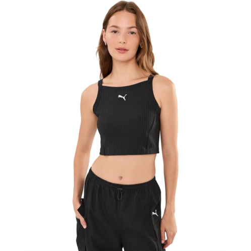 Womens PUMA Essentials Ribbed Cropped Tank Top