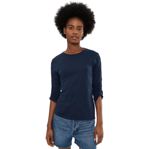 Womens Elliott Lauren Garment Dye Tees - Crew Neck Ruch Sleeve Tee