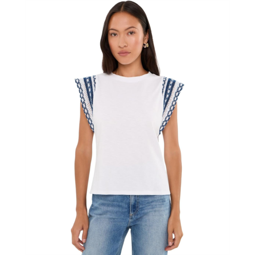 Womens NICZOE Petite Knit Trim Cotton Slub Top