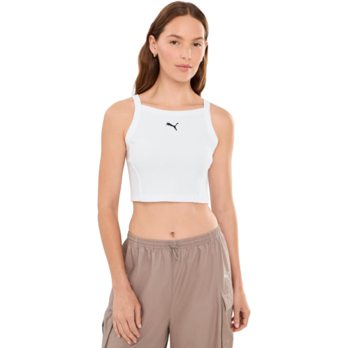 Womens PUMA Essentials Ribbed Cropped Tank Top