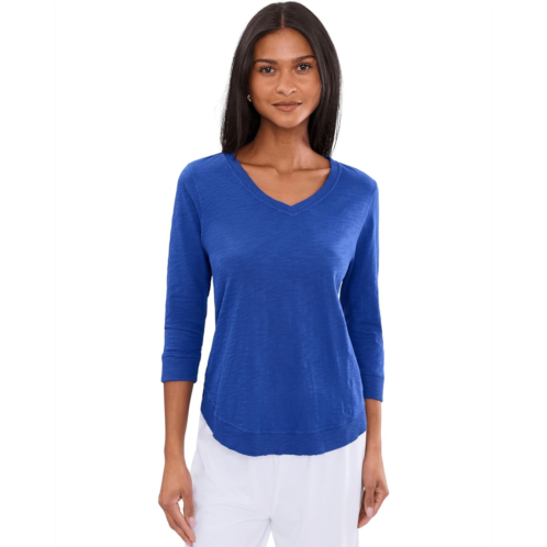 Womens Elliott Lauren Garment Dye Tees - V-Neck 3/4 Sleeve Tee