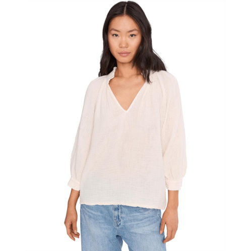 Womens Michael Stars Kali 3/4 Sleeve Ruffle Neck