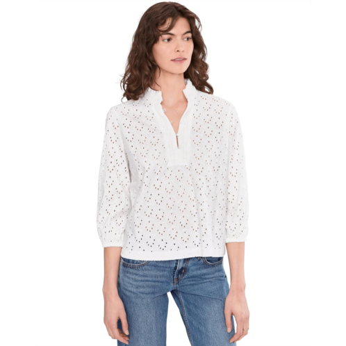 Womens NICZOE Knit Eyelet Ruffle Neck Top