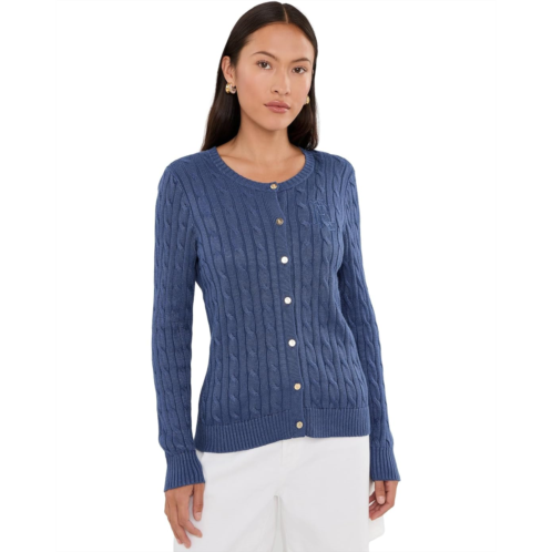POLO Ralph Lauren Womens Lauren Ralph Lauren Petite Cable-Knit Cotton-Blend Cardigan