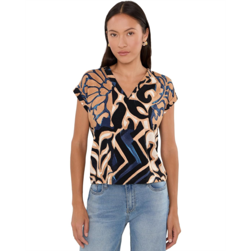 Womens NICZOE Petite Deco Blooms Cap Sleeve Tee