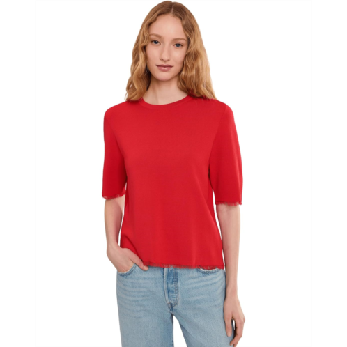 Elliott Lauren In The Fray - Short Sleeve Crew Neck Sweater With Fringe Detail