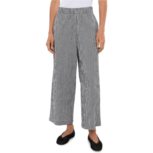 Eileen Fisher Petite Organic Cotton Pucker Check Ankle Wide Pants