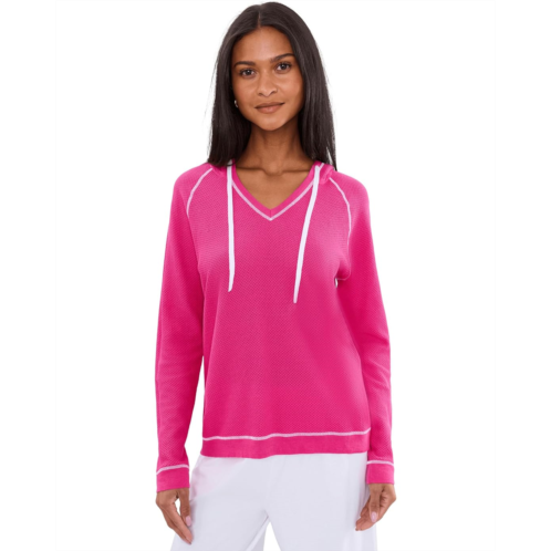 Womens Elliott Lauren Waffle Stitch V-Neck Hoodie