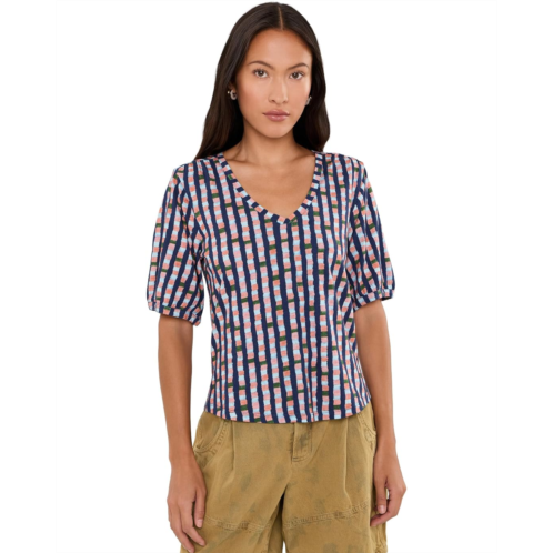 Womens NICZOE Petite NZT Elbow Sleeve Reef Stripe V-Neck Tee