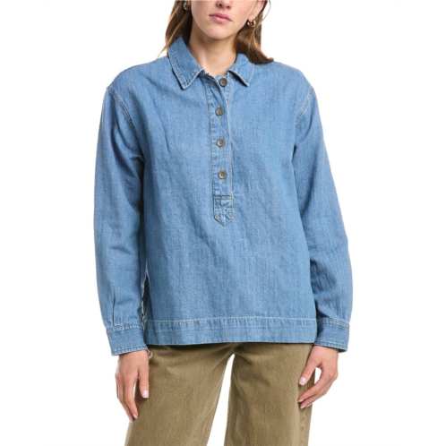 Faherty denim oceanview linen-blend top