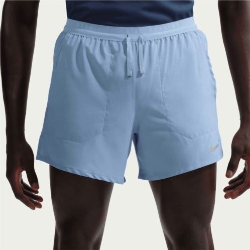 NIKE stride dri-fit 5in shorts in work blue/reflective silv