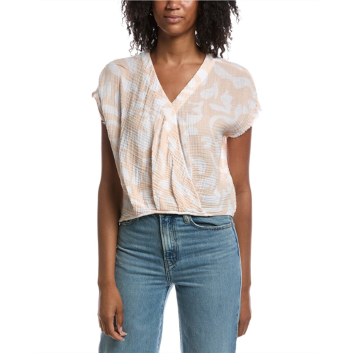 Michael Stars evie printed faux wrap top