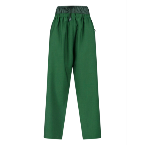 LACOSTE green straight-leg layered sport logo trousers