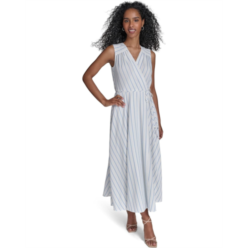 Womens Calvin Klein Gauze Striped Faux Wrap