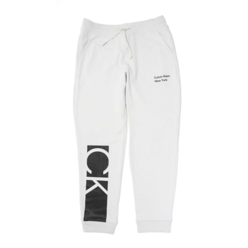 CALVIN KLEIN mens graphic fleece jogger in glacier grey