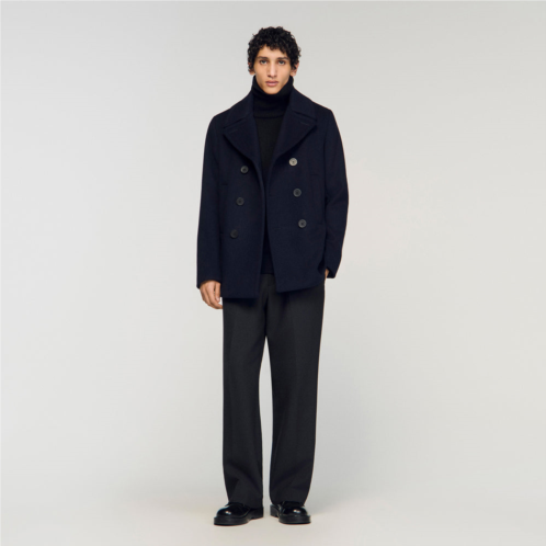 Sandro straight-fit wool-blend coat