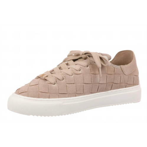 Sam Edelman womens poppy woven lace up sneaker in taupe suede