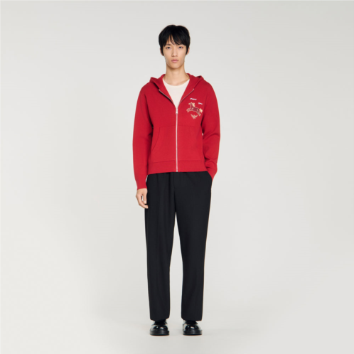Sandro animal print zip-up cardigan