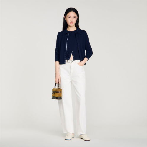 Sandro striped wool and cashmere cardigan