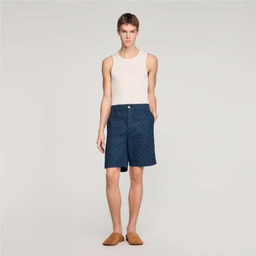 Sandro square cross denim shorts