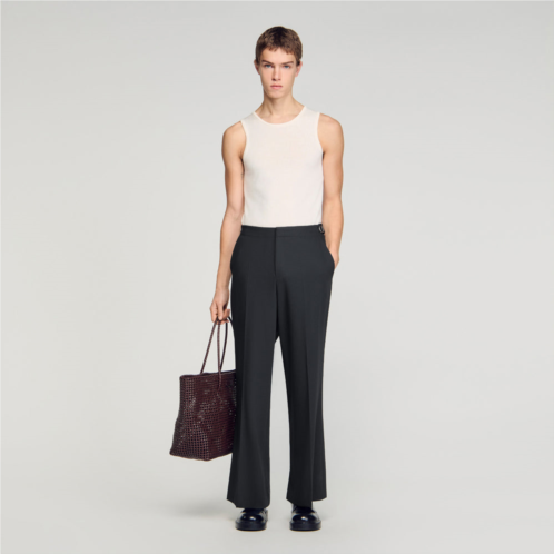 Sandro wide-leg wool trousers with buckles