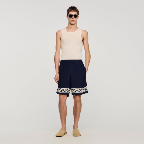 Sandro contrast pattern flowy shorts