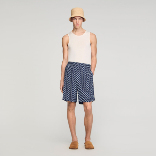 Sandro link print flowy shorts