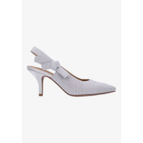 J. Renee womens adilene sling back pumps in steel gray fabric/rhinestones