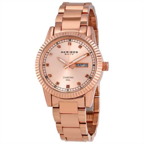 Akribos XXIV Rose Dial Rose Gold-tone Ladies Watch