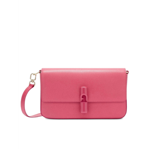 FURLA iride s textured pink leather shoulder bag