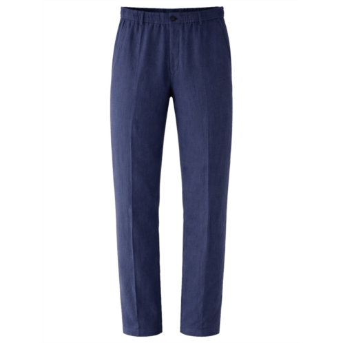 EMPORIO ARMANI deep navy relaxed fit linen trousers