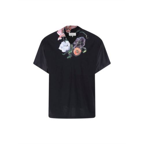 MAISON MARGIELA black v-neck floral print t-shirt