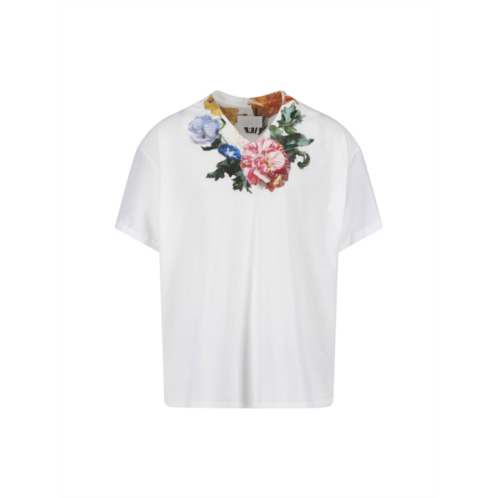 MAISON MARGIELA white floral neckline accent cotton t-shirt