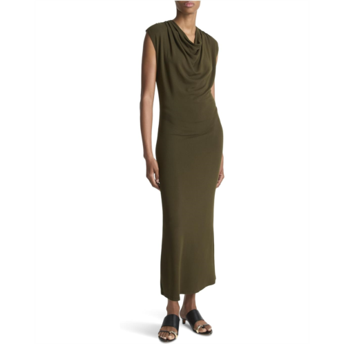 Womens Vince Cap Sleeve Draped Cowl Neck Dress
