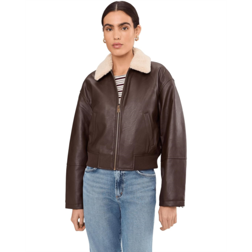 Womens Levis Faux Leather Bomber With Sherpa Collar