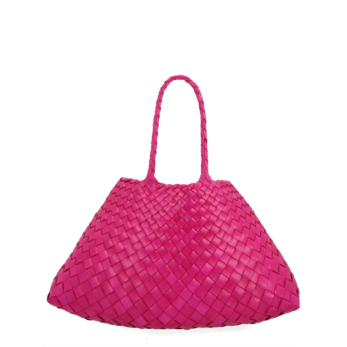 DRAGON DIFFUSION pink santa croce small woven leather handbag