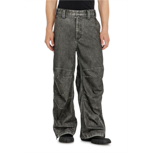 Diesel pants in distressed-effect bonded material