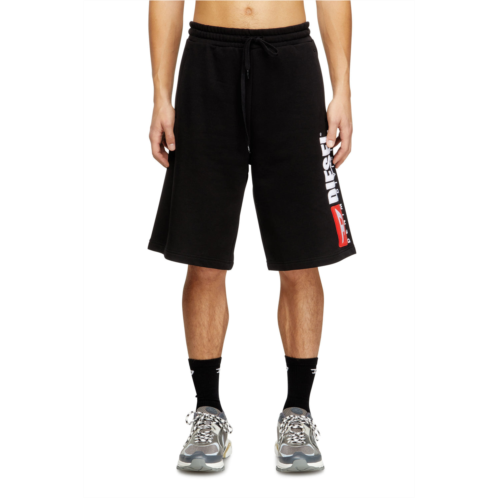 Diesel fleece shorts with maxi logo patch