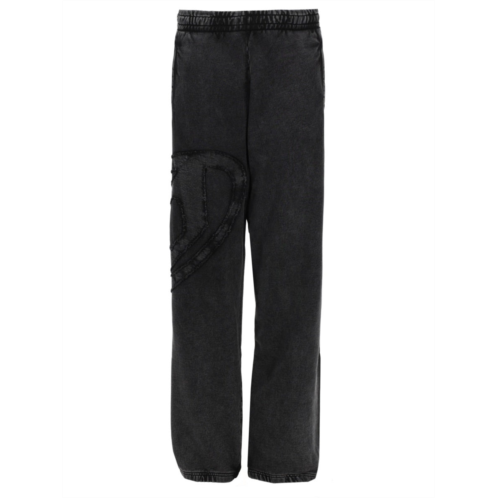 DIESEL washed black p-marky-den textured patch sweatpants