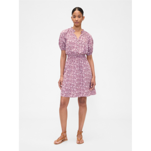 Gap Relaxed Smocked Splitneck Mini Dress
