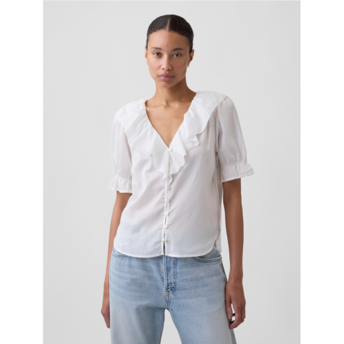 Gap Relaxed V-Neck Ruffle Top