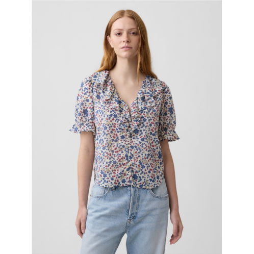 Gap Relaxed V-Neck Ruffle Top