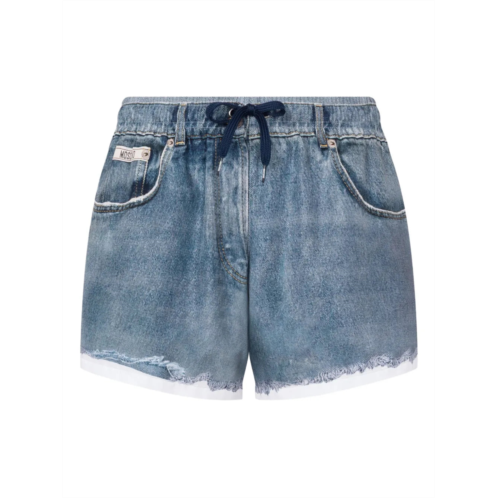 MOSCHINO faded blue casual shorts with distressed hem