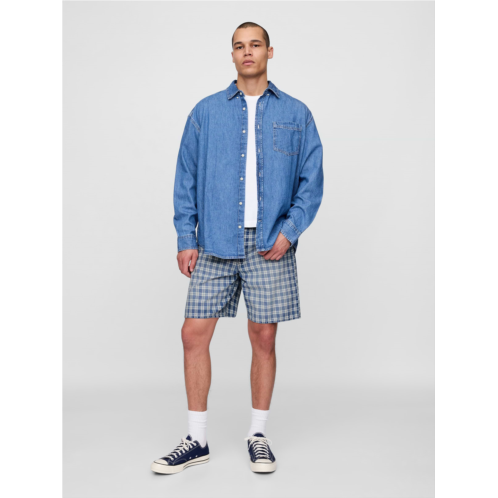 Gap 90s Loose Denim Plaid Shorts